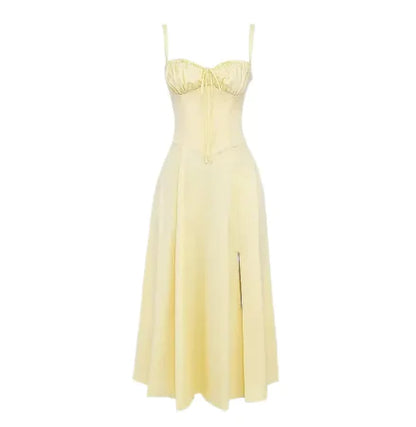 Lace-Up Midi Slip Dress