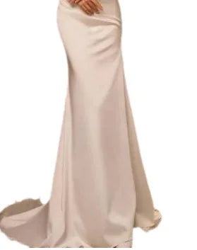 Furrzy Ivory Satin Mermaid Wedding Dress