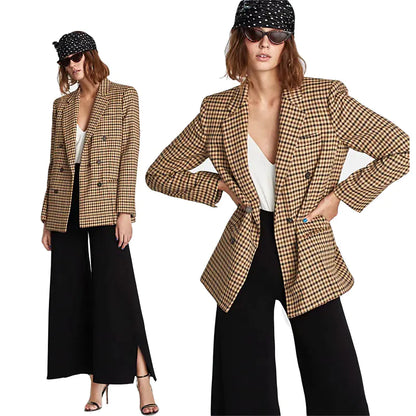 Furrzy Plaid Blazer for Women - Versatile Work and Casual Wear
