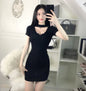 Furrzy Hollow Neckline Bodycon Knit Dress