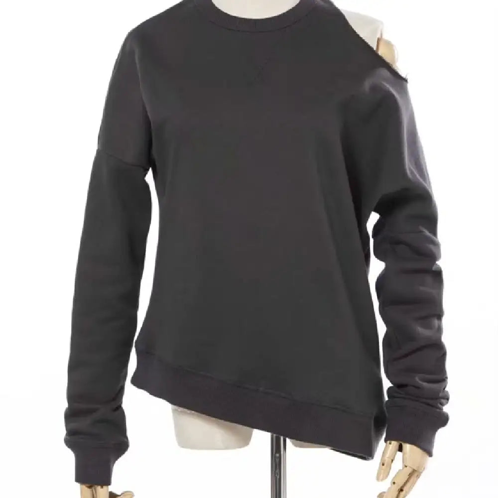 Furrzy American Retro Dark Gray Chic Round Neck Hoodie