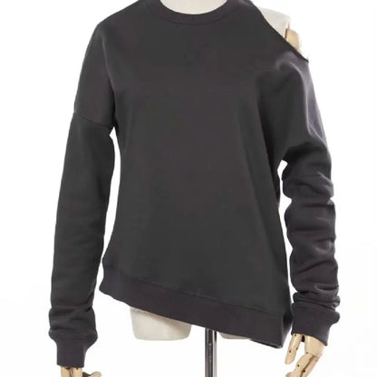 Furrzy American Retro Dark Gray Chic Round Neck Hoodie