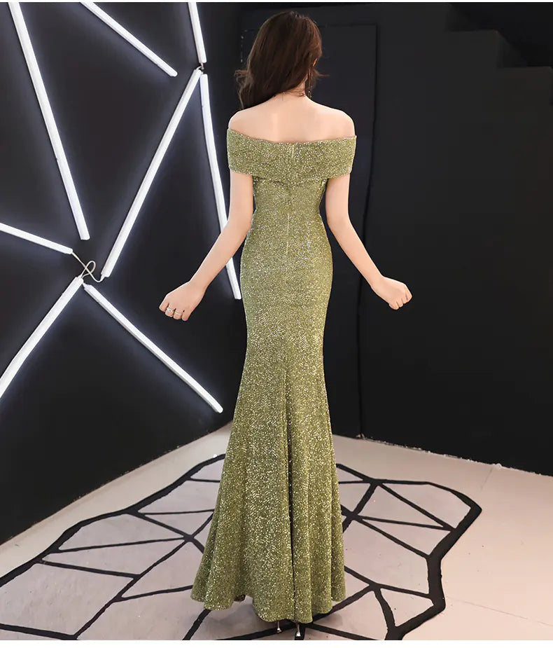 Sexy Off-Shoulder Bodycon Maxi Dress with Slit