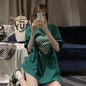 Furrzy Korean Plaid Oversized T-Shirt Two-Piece Set for Women