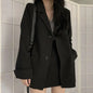 Furrzy Loose Blazer, Midi Skirt, Black Lapel