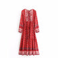 Furrzy Boho Queens Floral Print Lace-up Maxi Dress for Women