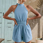 Furrzy Summer Backless Cotton Beach Jumpsuit for Women