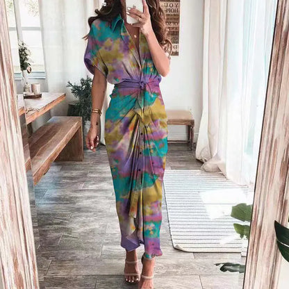 Furrzy Summer Short Sleeve Floral Maxi Dress for Women