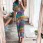 Furrzy Summer Short Sleeve Floral Maxi Dress for Women