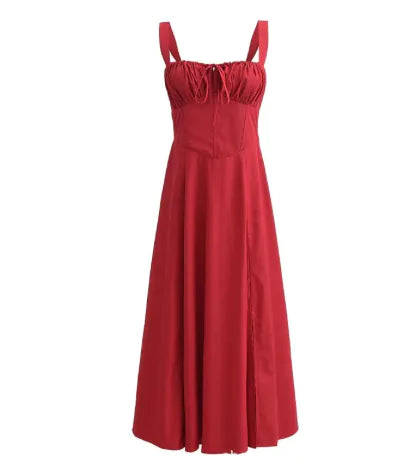 Lace-Up Midi Slip Dress