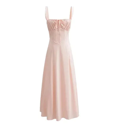 Lace-Up Midi Slip Dress