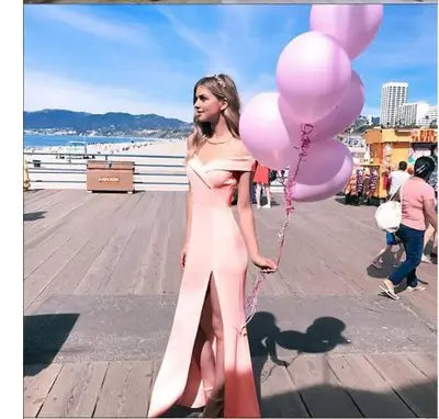 Evening Dress, Strapless Maxi Dress with Side Slit
