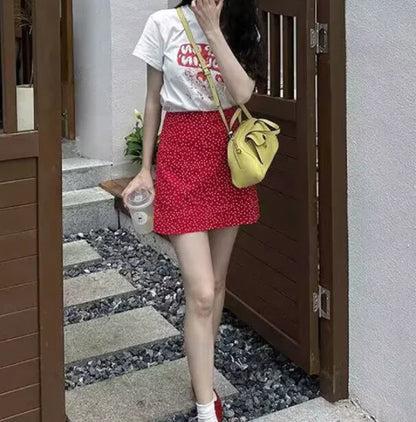 Furrzy Summer Polka Dot Mini Skirt