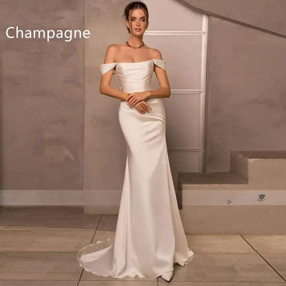 Furrzy Ivory Satin Mermaid Wedding Dress
