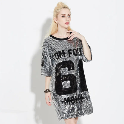 Furrzy Glitter Summer Club Dance Oversized T-Shirt Dress