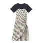 Summer Short Sleeve Splicing Plaid Dress for Women