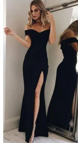 Evening Dress, Strapless Maxi Dress with Side Slit