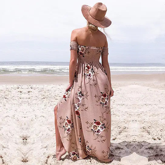 Furrzy Maxi Floral Open Front Off Shoulder Design