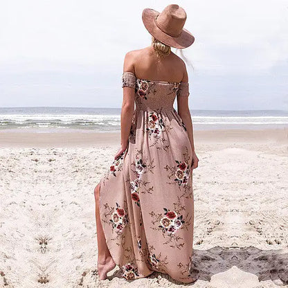 Furrzy Maxi Floral Open Front Off Shoulder Design