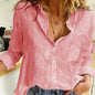 Furrzy Women's Casual Loose Linen Shirt in Solid Color