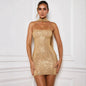 Furrzy Strapless Sequin Mini Dress with Ribbon Detail