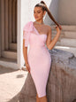 Furrzy One Shoulder Bow Split Dress