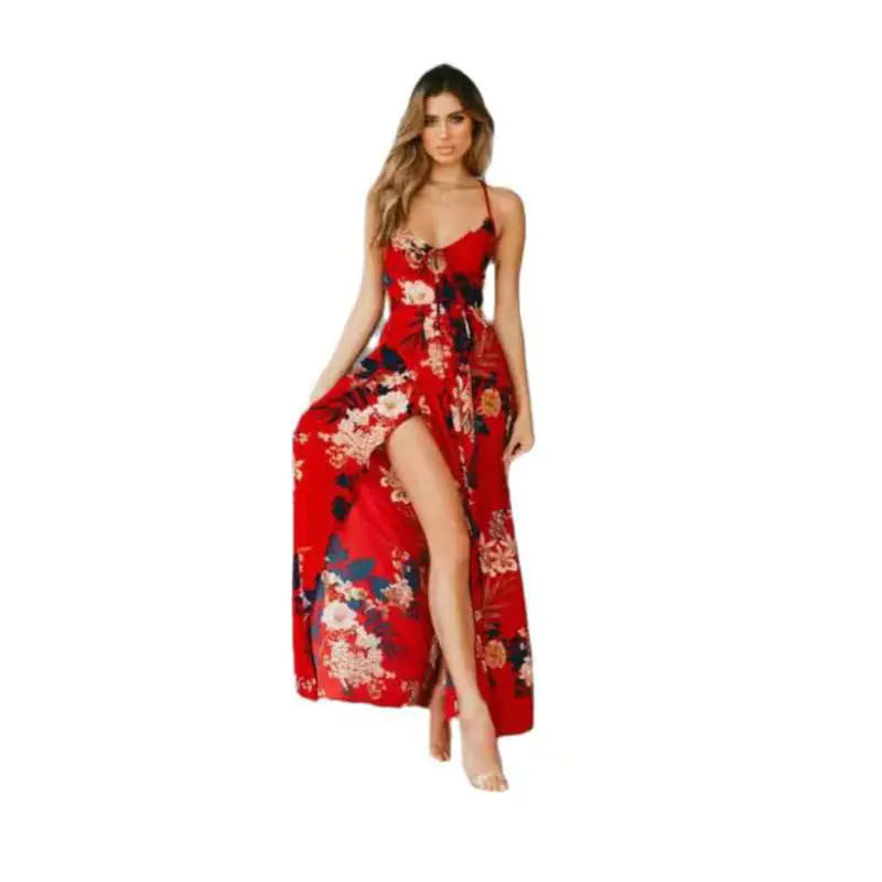 Furrzy Cross-Border Floral Maxi Dress for Women