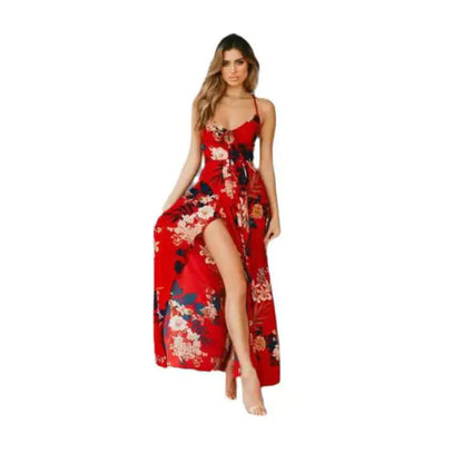 Furrzy Cross-Border Floral Maxi Dress for Women