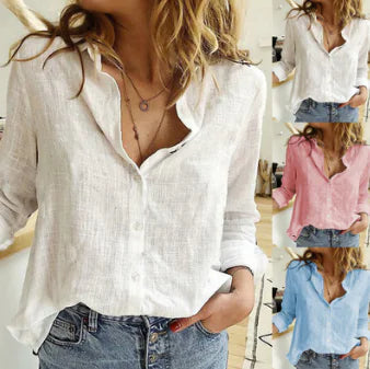 Furrzy Spring Autumn Casual Loose Linen Shirt