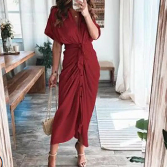 Furrzy Summer Short Sleeve Floral Maxi Dress for Women