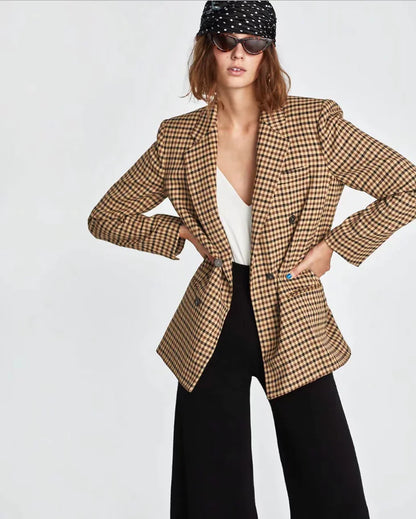 Furrzy Plaid Blazer for Women - Versatile Work and Casual Wear
