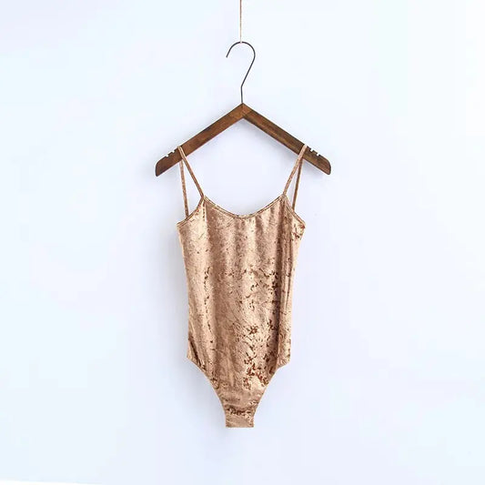 Velvet U-Neck Backless Jumpsuit for Women