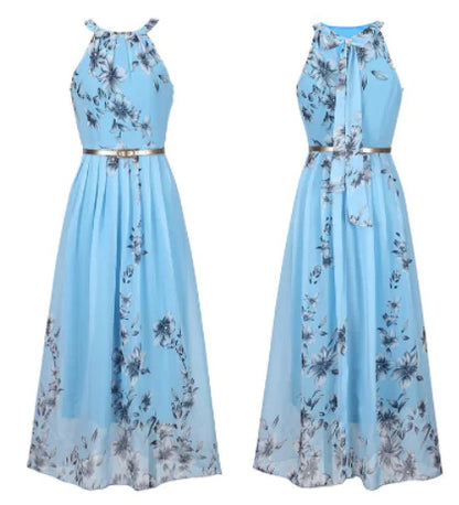 Furrzy Sleeveless Floral Maxi Dress with Halter Neck Boho Style