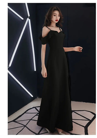Elegant Off-Shoulder Maxi Dress with Slit Design