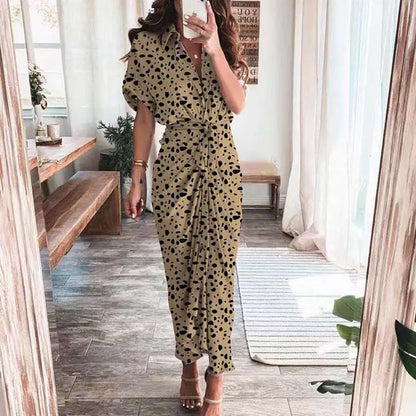 Furrzy Summer Short Sleeve Floral Maxi Dress for Women
