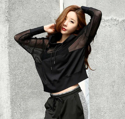 Furrzy Lace Top Long Sleeve Workout Jacket for Women