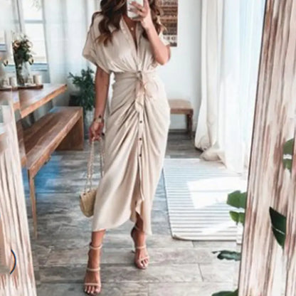 Furrzy Summer Short Sleeve Floral Maxi Dress for Women