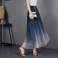Furrzy High-Waisted Pleated Skirt with Gradient Mesh Design