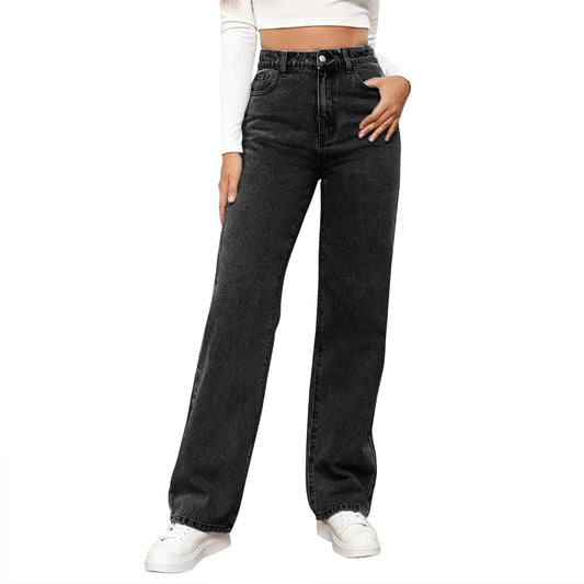 Furrzy Stretchy Jeans for Women Stretchy Jeans for Women Trendy Jeans for Women 2025 High Waist Jeans Jeans for Women Stretchy Stretch Wide Leg Jeans for Women Curvy Jeans(SmallBlack)