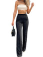 Furrzy Womens Black Flare Dress Pants for Women Work Business Office Casual Wear Long Trousers High Wasit Straight-Leg Bell Flare Pants Flare Dress Pants High Waisted (Black M)