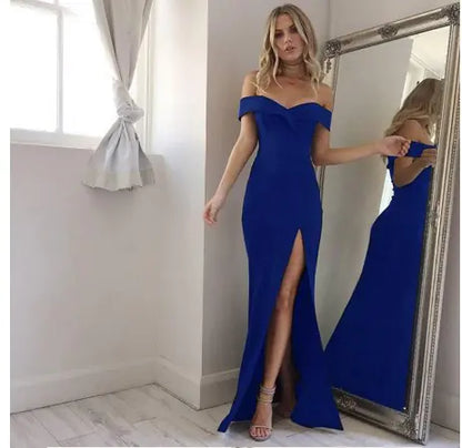 Evening Dress, Strapless Maxi Dress with Side Slit
